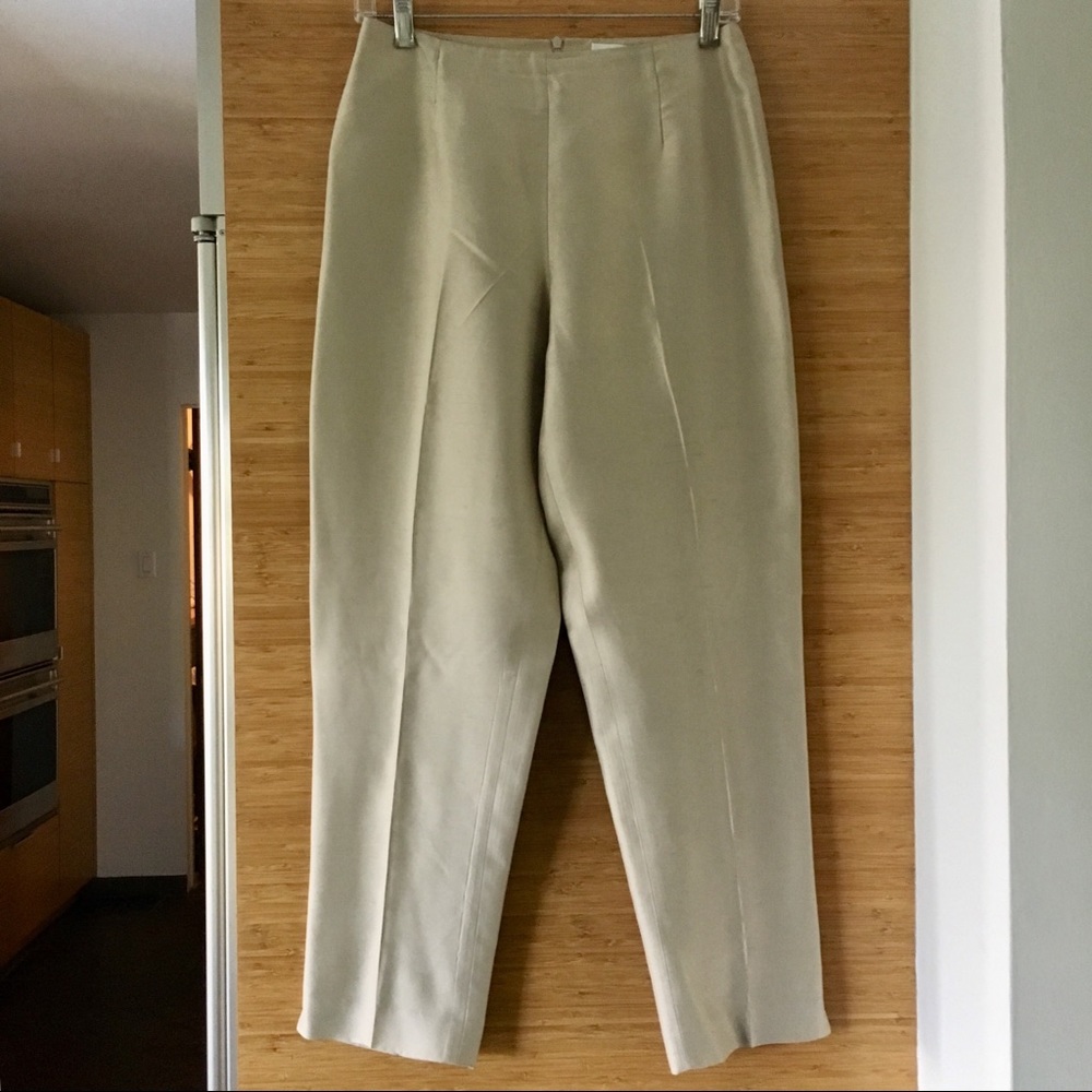 Oscar de la Renta ecru silk pants